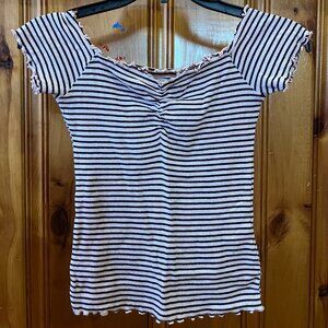 Hollister Off the Shoulder Striped Top